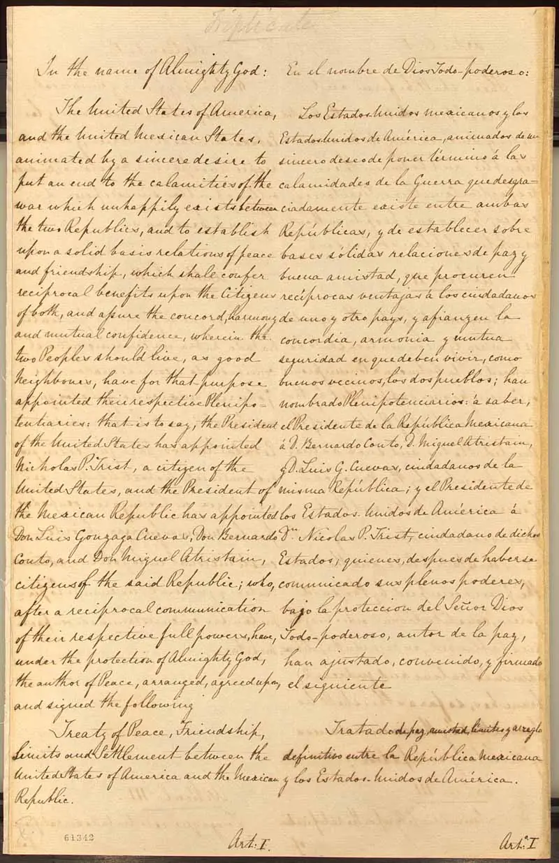 Ratifizierung des Vertrags von Guadalupe Hidalgo — Washington, D.C., USA