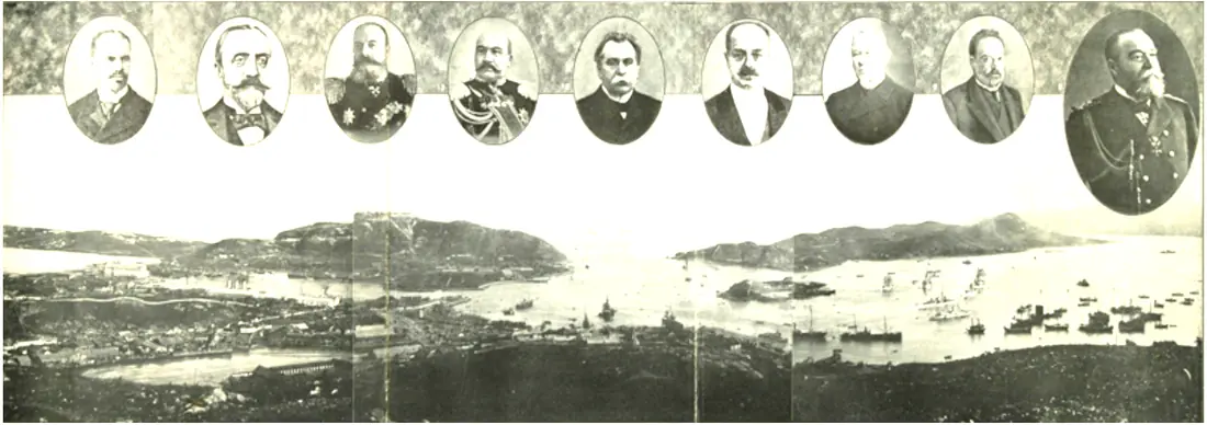 Die japanische Flotte besiegte die russische Flotte in der Schlacht von Tsushima — Tsushima Strait, Japan