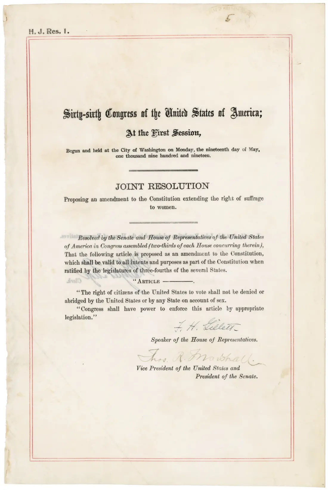 19th Amendment to the United States Constitution — Washington, D.C., USA