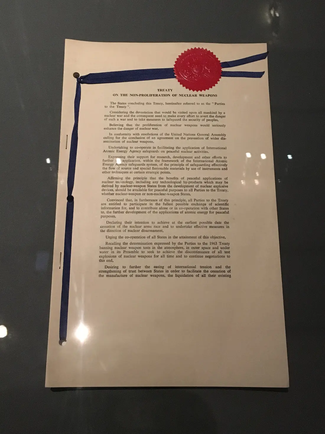 The Treaty on the Non-Proliferation of Nuclear Weapons — Washington D.C., USA
