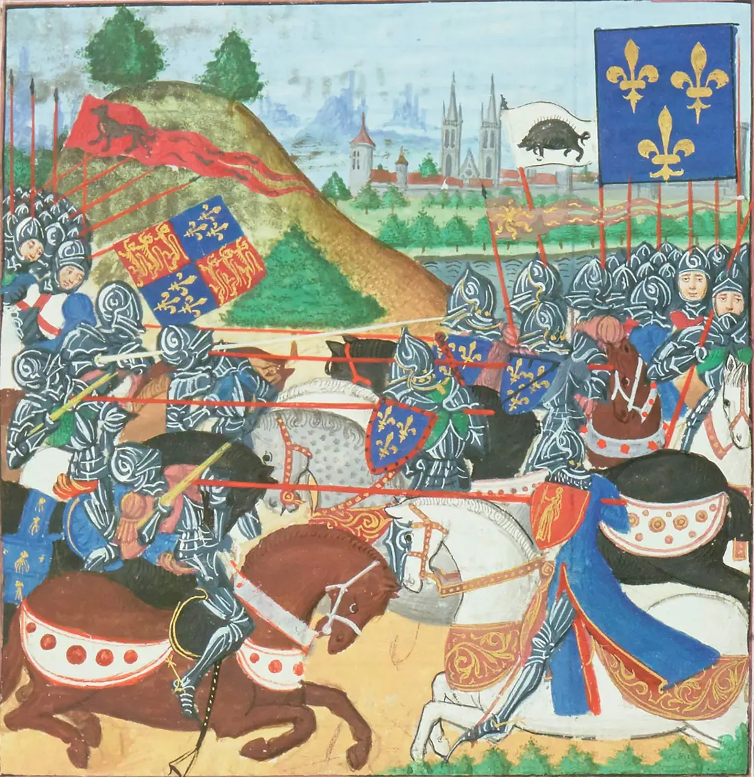 Les archers anglais déciment les Français à la bataille de Crécy — Crécy, France