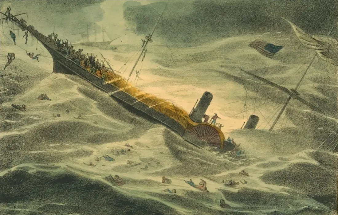 SS Central America Sinks, Gold Lost, Panic Ensues — Atlantic Ocean, off Cape Hatteras, USA