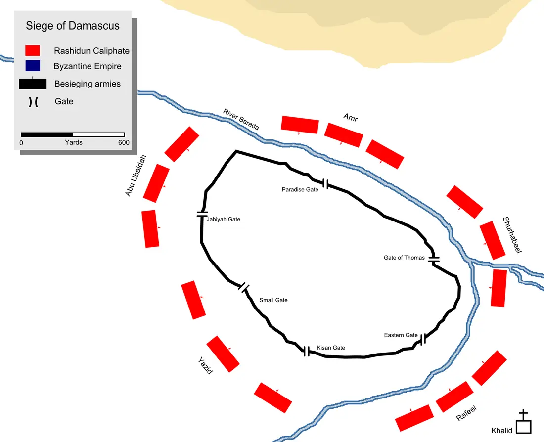 Khalid ibn al‑Walid captura Damasco – punto de inflexión en la conquista islámica temprana — Damascus, Syria