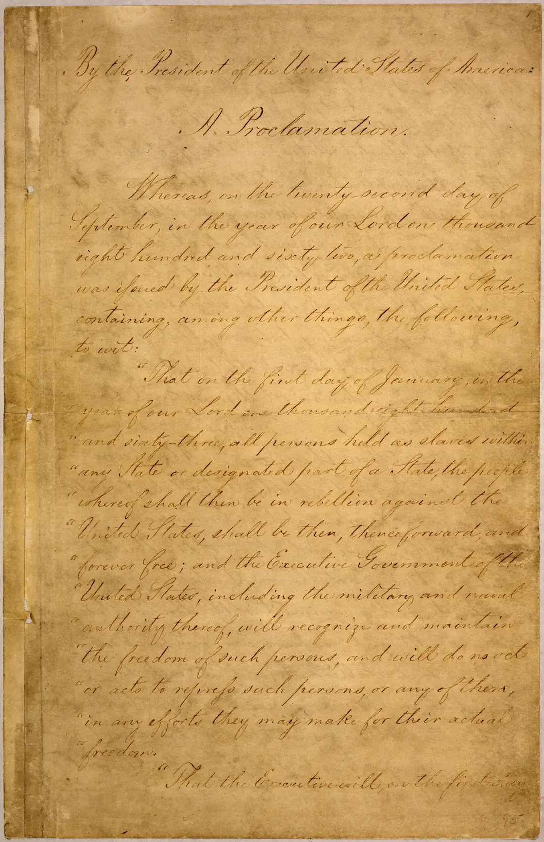 Lincoln emite Proclamația preliminară de emancipare — Washington, D.C., United States