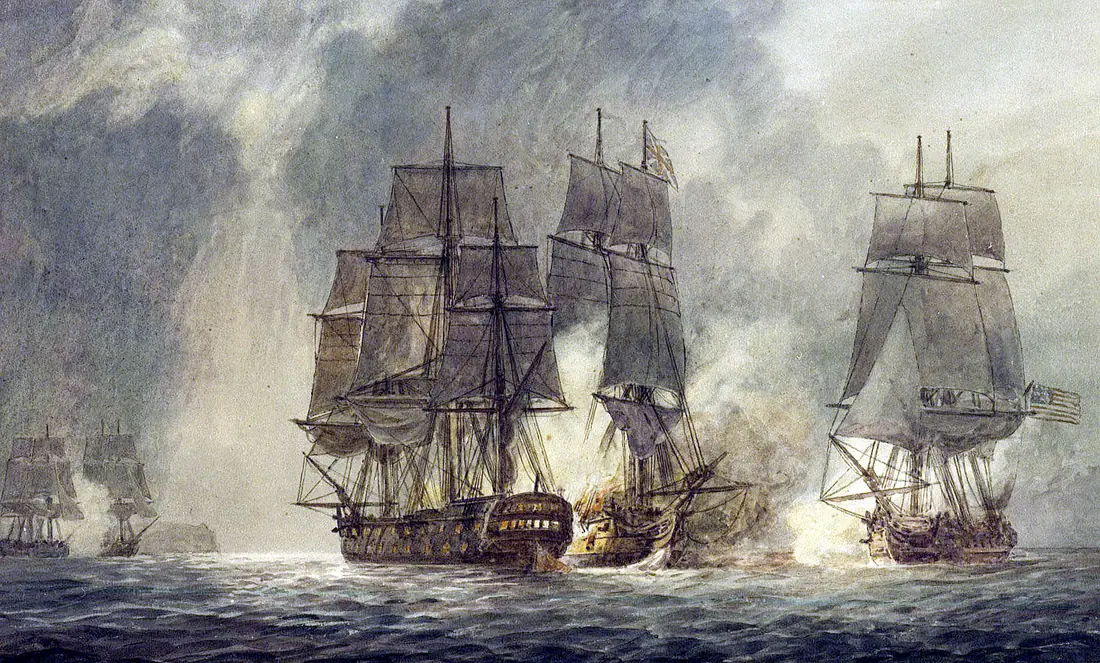 John Paul Jones scufundă HMS Serapis la Flamborough Head — Flamborough Head, England