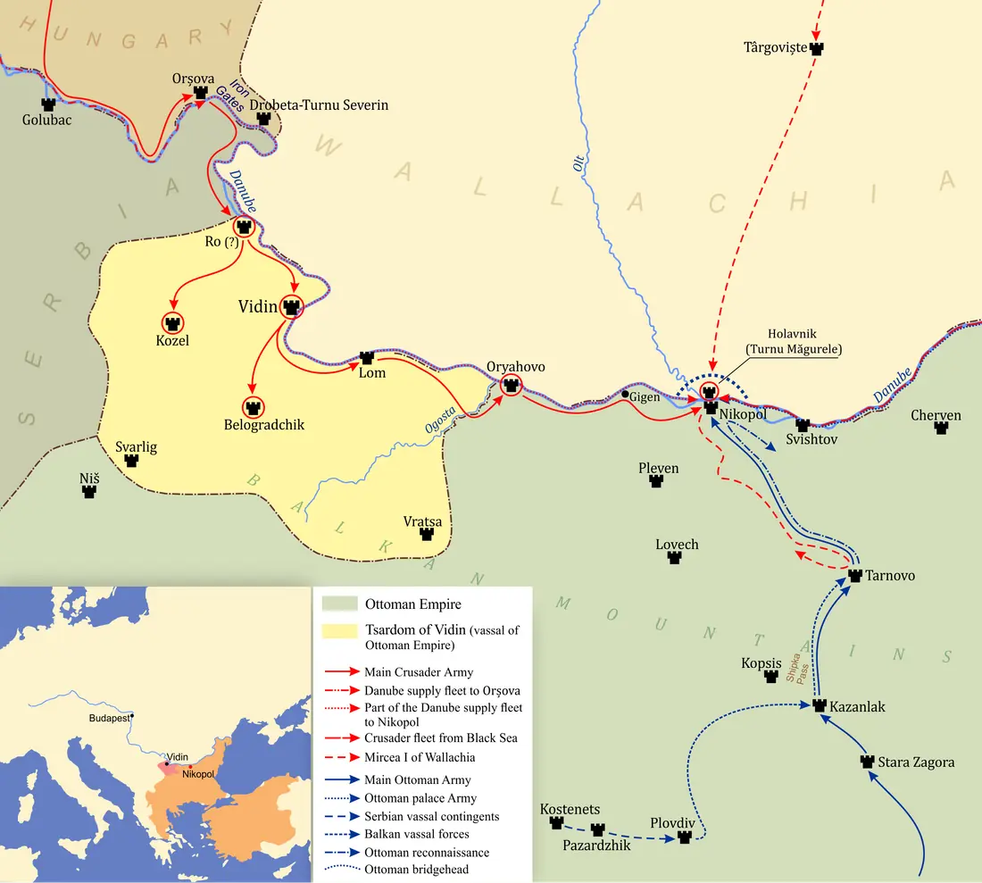 Bătălia de la Nicopole – Bayezid I zdrobește coaliția cruciată — Nicopolis, Bulgaria