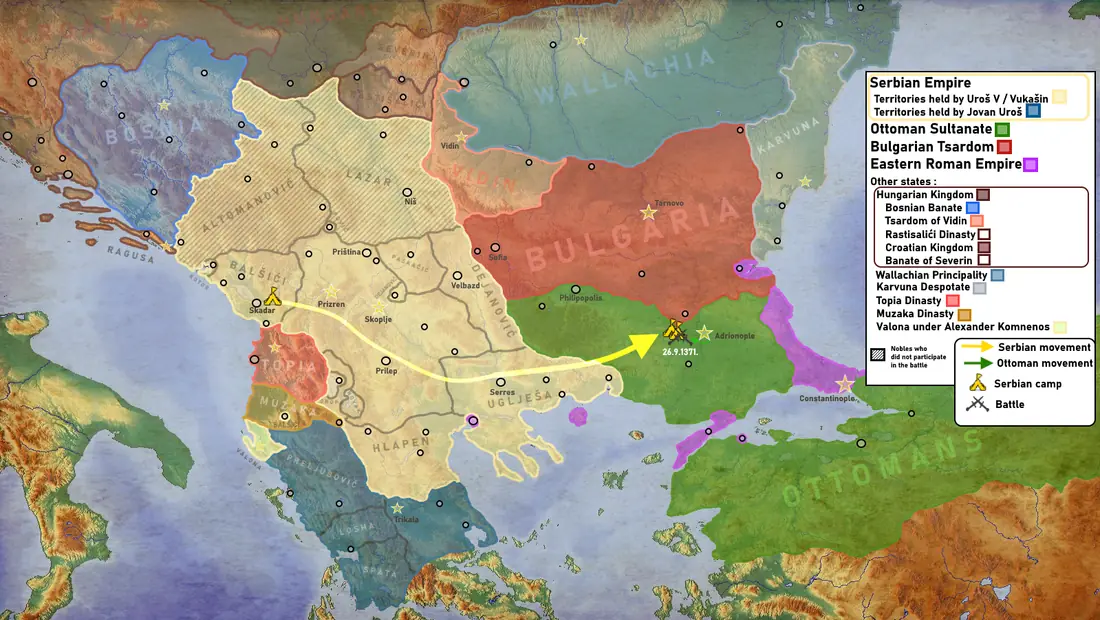 Victoria otomană la Maritsa deschide Balcanii pentru imperiu — Maritsa River region, present‑day Serbia