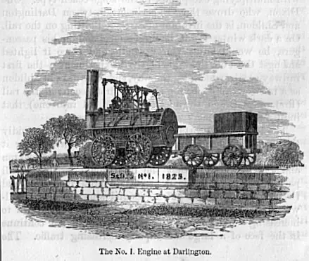 Locomotion n° 1 entraîne le premier train de passagers — County Durham, England