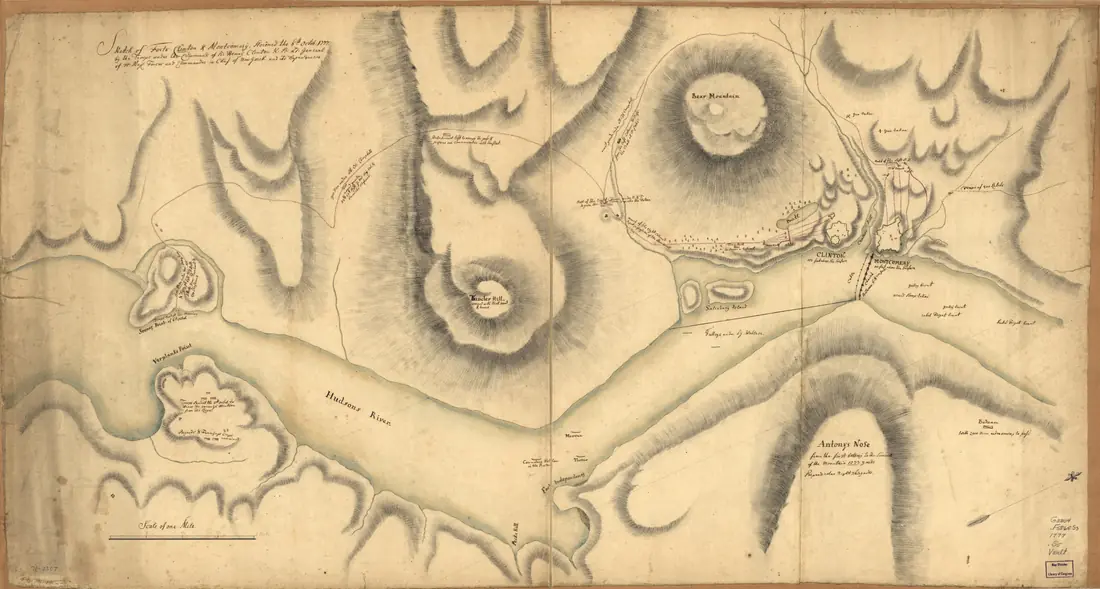 Les troupes britanniques s’emparent des forts Clinton et Montgomery, tournant de la guerre d’indépendance — Hudson River, New York, USA