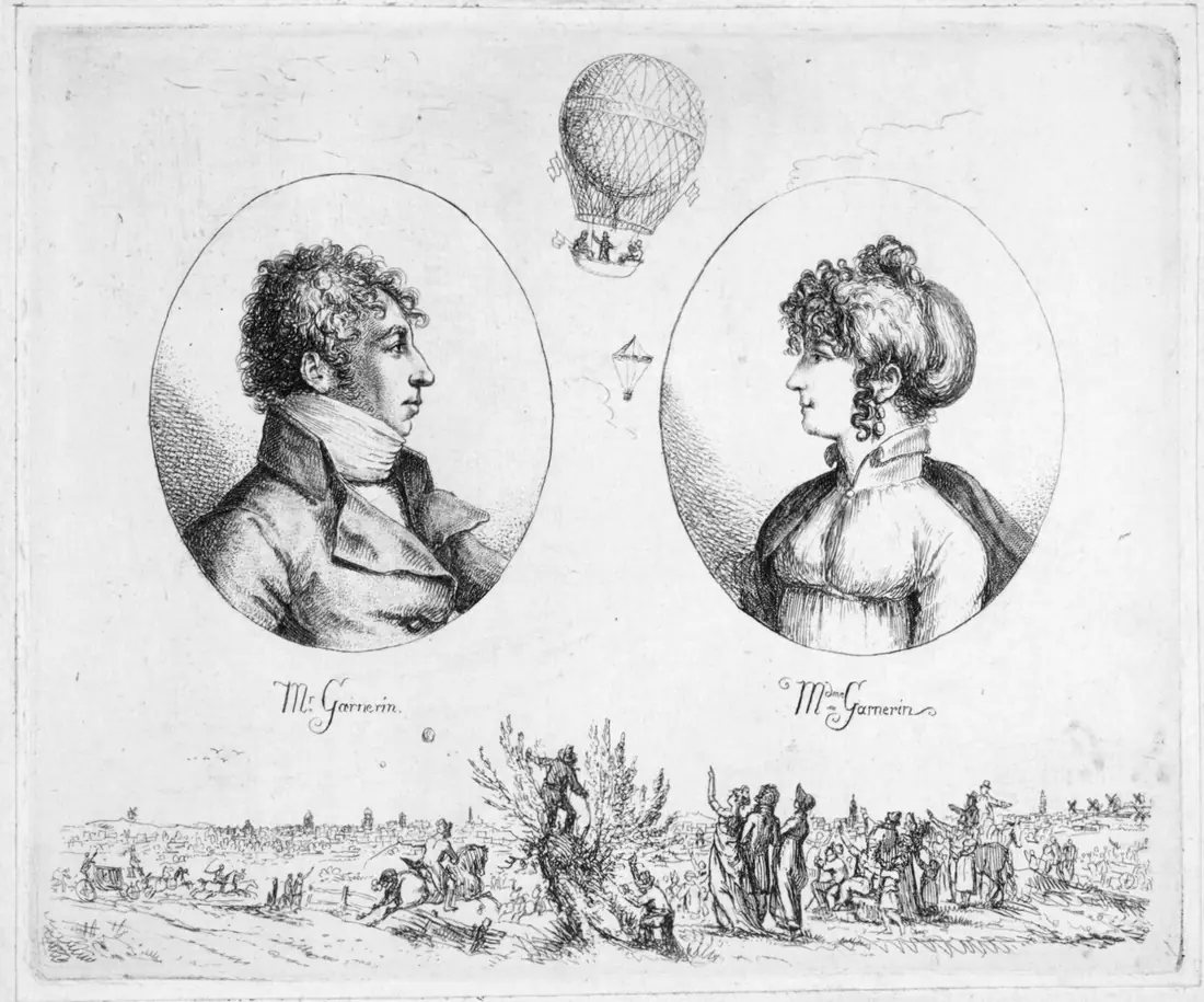Jeanne Garnerin First Woman to Jump with a Parachute from a Balloon — Paris, France